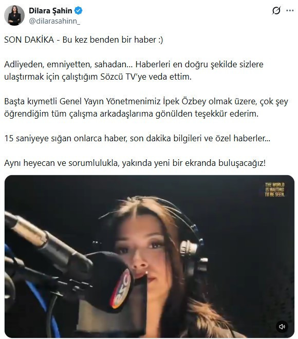 Sözcü TV'de sürpriz ayrılık! Başarılı muhabir kanala veda etti - Resim : 1