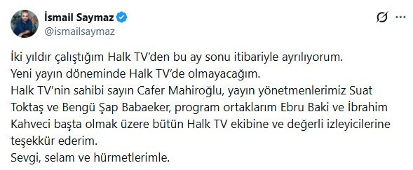 47 günlük sessizlik bitti… İsmail Saymaz Halk TV için kararını verdi - Resim : 1