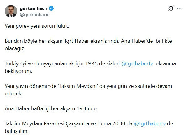 TGRT Haber’de Ana Haber koltuğu değişti! Yeni dönemde kim sunacak? - Resim : 2