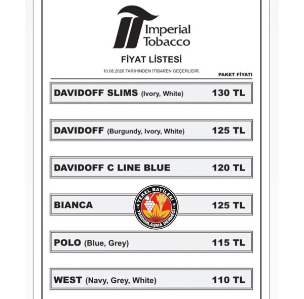 IMPERIAL TOBACCO SİGARA FİYATLARI 2026 AĞUSTOS