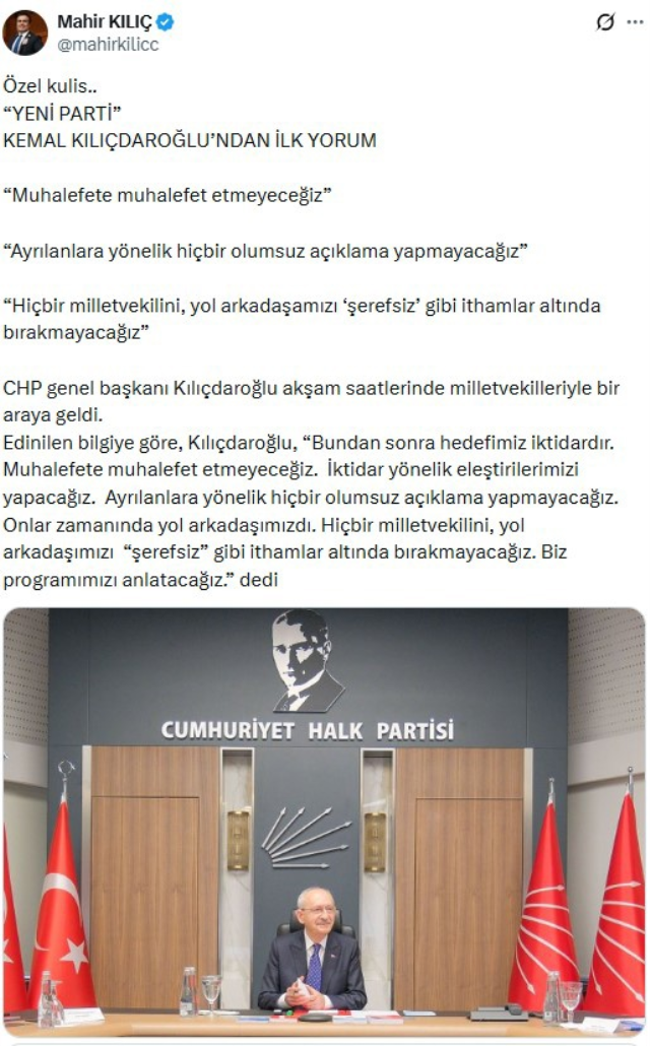 Kılıçdaroğlu’ndan Özel’in Yeni Parti’sine ilk yorum! - Resim : 1