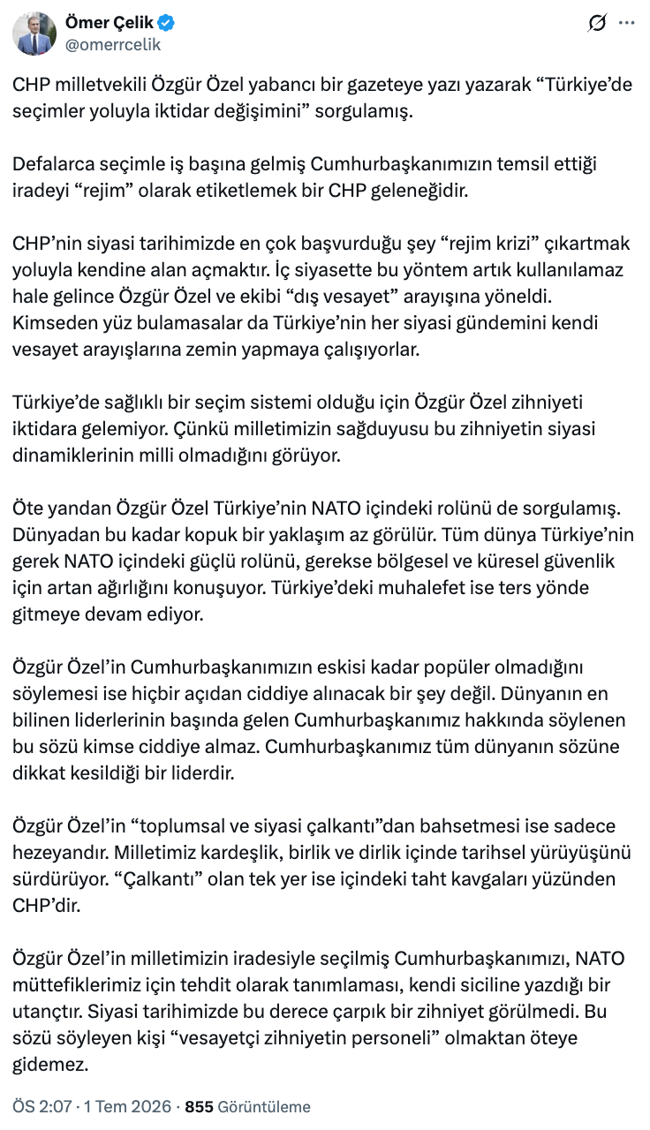 AK Parti’den Özgür Özel'e sert sözler! ‘Dış vesayet arayışına yöneldi…’ - Resim : 2