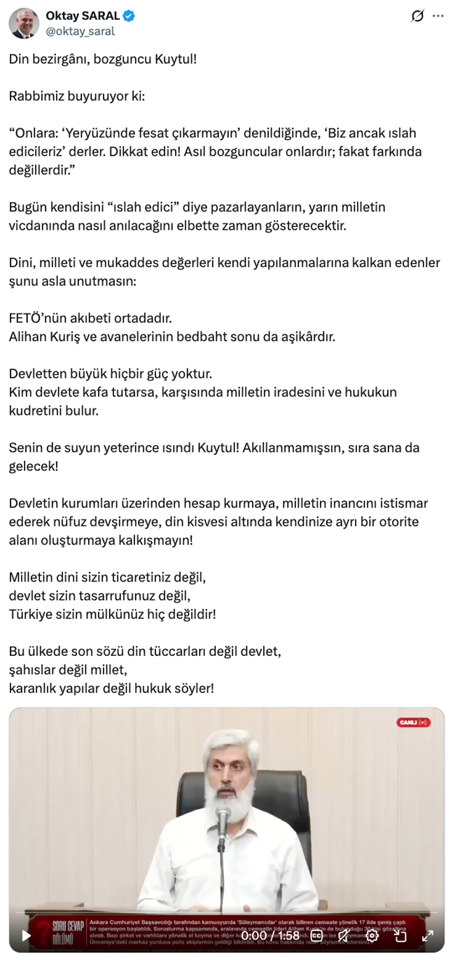 S&uuml;leymancılar sonrası bir cemaate daha g&ouml;zdağı! &lsquo;Sıra size de gelecek&hellip;&rsquo; - Resim : 1