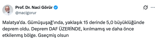 Naci Görür'den Malatya depremi açıklaması! 'Kırılmamış ve daha önce…' - Resim : 2