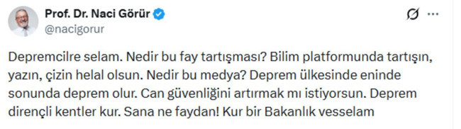 Naci Görür'den deprem tartışmalarına sert çıkış! 