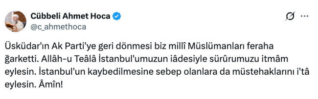C&uuml;bbeli Ahmet'ten olay &Uuml;sk&uuml;dar se&ccedil;imi paylaşımı! &lsquo;İstanbul'un kaybedilmesine sebep olanlara&hellip;&rsquo; - Resim : 2