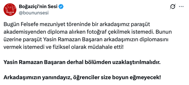 Boğaziçi’nde akademisyenle öğrenci arasında gerilim! Fotoğraf çektirmek istemeyince… - Resim : 1