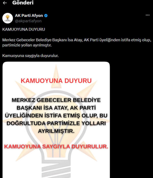AK Parti'de peş peşe istifa depremi! İl başkanı da görevini bıraktı - Resim : 1