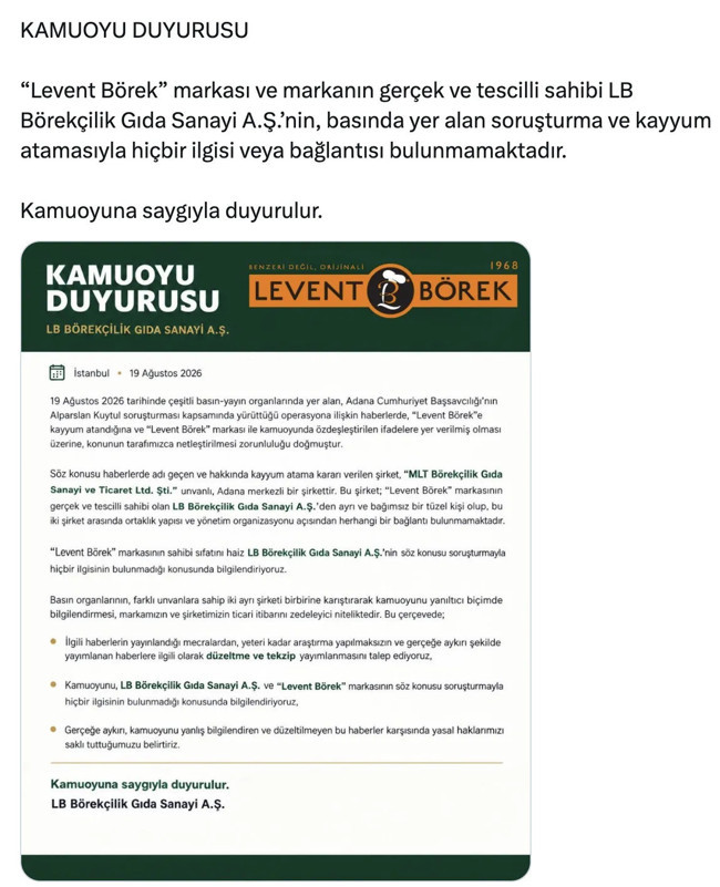 Levent Börek’ten kayyım çıkışı: O şirket biz değiliz - Resim : 1