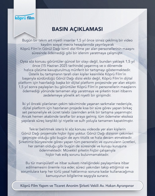 Gönül Dağı yapım şirketinden iddialara yanıt - Resim : 1