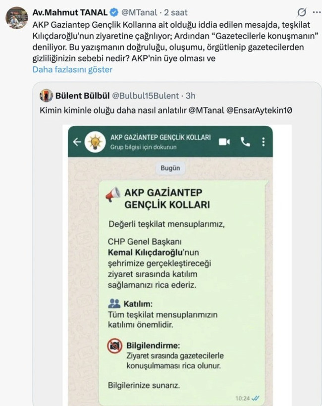 Mahmut Tanal'ın paylaştığı mesaj g&ouml;rseli ortalığı karıştırdı! Montaj mı değil mi? - Resim : 1