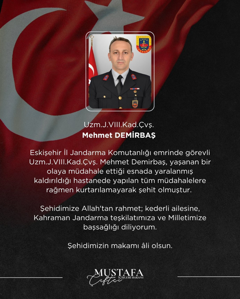 İçişleri Bakanı duyurdu: Eskişehir'de bir asker şehit oldu - Resim : 1